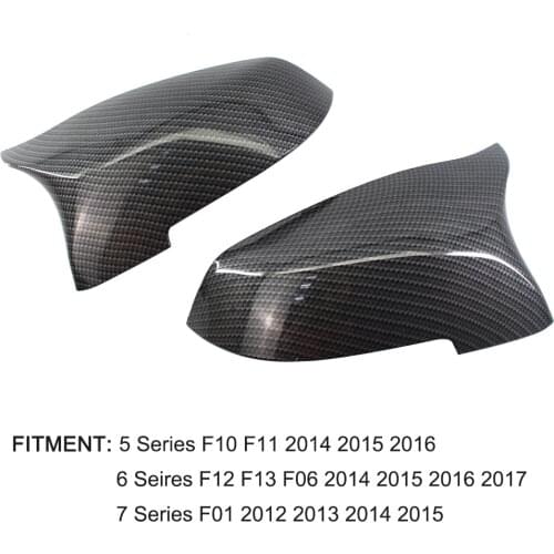 2pcs Mirror Cover Car Side Rearview Side Mirror Cover Cap for BMW F01 F10 F11 F12 F13 Carbon Fiber/ABS left + right