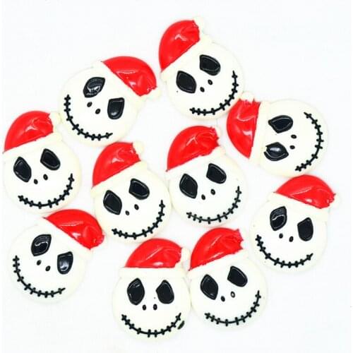 21mmX28mm 10pcs/lot Resin Cute Christmas Hat Skull Cabochon|Resin Christmas Ornaments|Halloween Decoration Miniatures