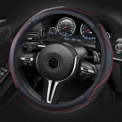 38cm Four Seasons Genuine Leather Car Steering Wheel Cover Auto Interior Styling Accessories for Toyota RAV4 Corolla BMW Beige