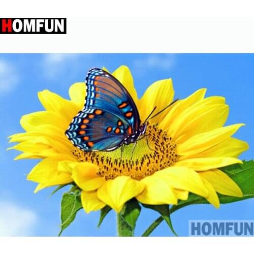HOMFUN Full Square/Round Drill 5D DIY Diamond Painting "Flower butterfly" 3D Embroidery Cross Stitch 5D Home Decor A13188