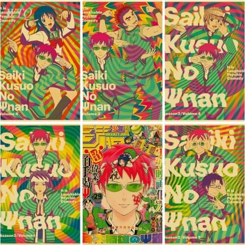 Saiki Kusuo No Psi Nan Anime Posters Retro Poster Canvas Painting Wall Art Picture Home Decor Photos for Childrens Room Decor