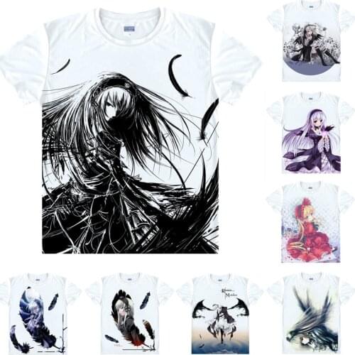 Coolprint Anime Shirt Rozen Maiden T-Shirts Multi-style Short Sleeve Suigintou Suiseiseki Shinku Cosplay Motivs Hentai Shirts
