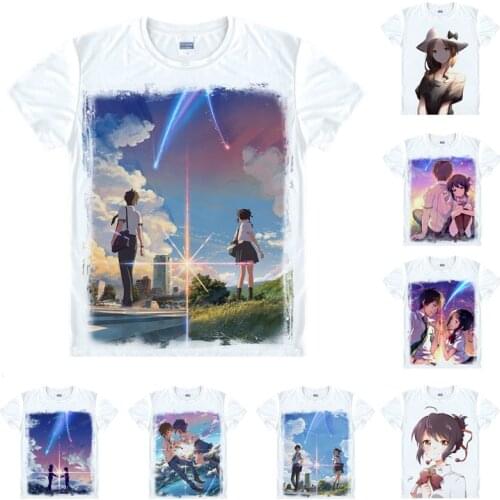 Coolprint Anime Shirt Your Name Kimi No Na Wa T-Shirts Short Sleeve Tachibana Taki Miyamizu Mitsuha Cosplay Motivs Hentai Shirts