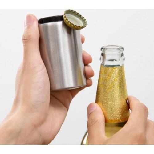 Automatic Stainless Steel Beer Bottle Opener Portable Magnet Wine Juice Drinking Cap Openers Kitchen Gadget Cooking Bar Tools