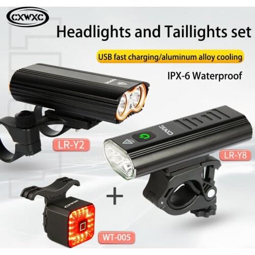 CXWXC Smart Bicycle Lighting Cycling Auto Brake Sensing Rear Light Bicycle Tail Light Road Bike MTB Front Flashlight For Bicycle