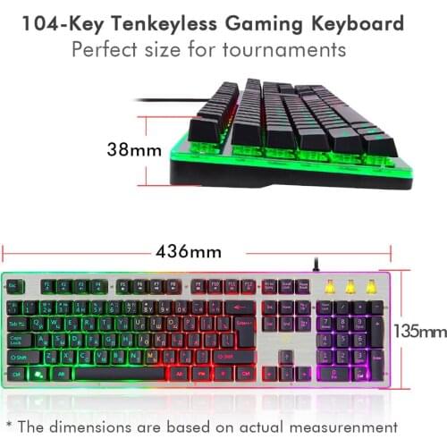 104-key gaming keyboard gaming keyboard with LED-backlit Russian-style keyboard mechanical feel, suitable for PC players