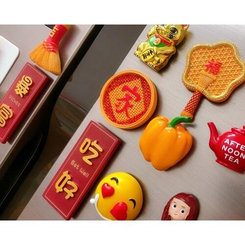 Magnetic Refrigerator Magnet Decoration Family Reunion Happy New Year Fan Cleaning Bad Luck Message Whiteboard Suction Stick