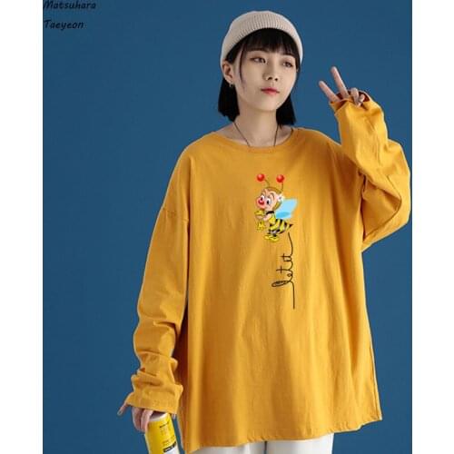 Fashion Hip Hop Leisure Hipster Hillbilly Women TShirt Bee Kind T-shirt Aesthetics Loose Long Sleeve Cotton T Shirts Camisetas
