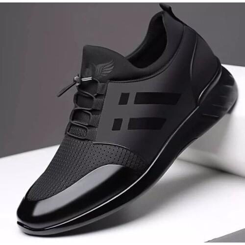 2020 Mens Fashion Sneakers Man Casual Shoes Breathable Men Genuine Leather Shoes Big size Increasing Office British Footwear