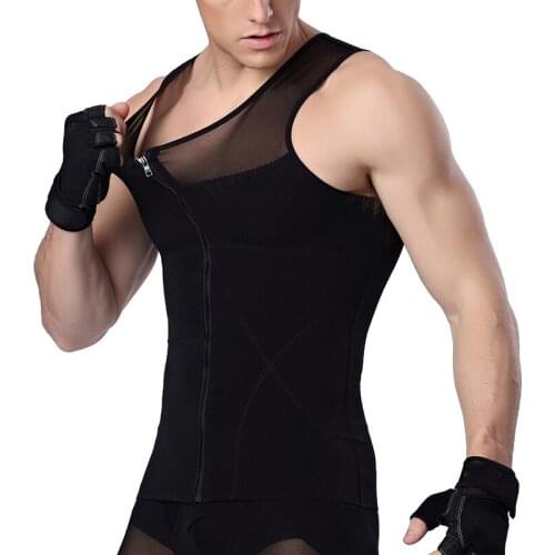 Men Shapewear Vest Zipper Tank Tops Slim Fitness Waist Trainer Compression Body Shapers Tank Weight Loss Corset