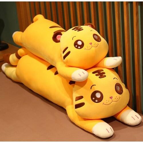 Lovely Tiger Plush Toys Cartoon King Tiger Pillow Stuffed Soft Animal Cushion for Kids Birthday Gifts