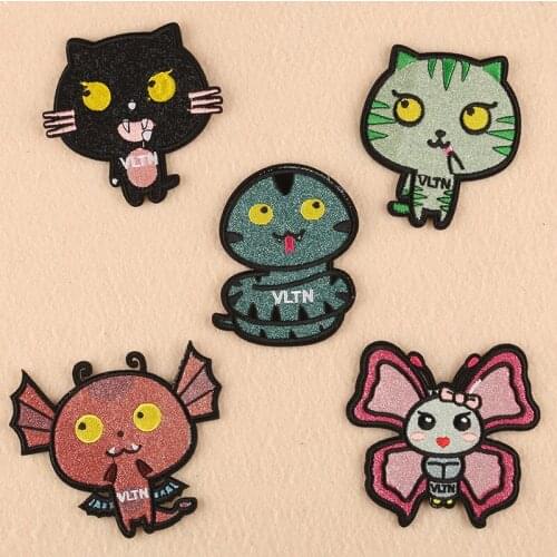 20pcs/lot Embroidery Patches Clothing Decoration Accessories Cute Animals Cartoon Kitty Cat Diy Iron Heat Transfer Applique