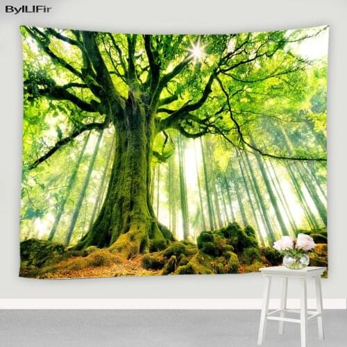 Nature Wall Tapestry Mandala Tree Forest Landscape Boho Room Decor Psychedelic Hippie Sky Bedroom Wall Cloth Carpet Tapestries