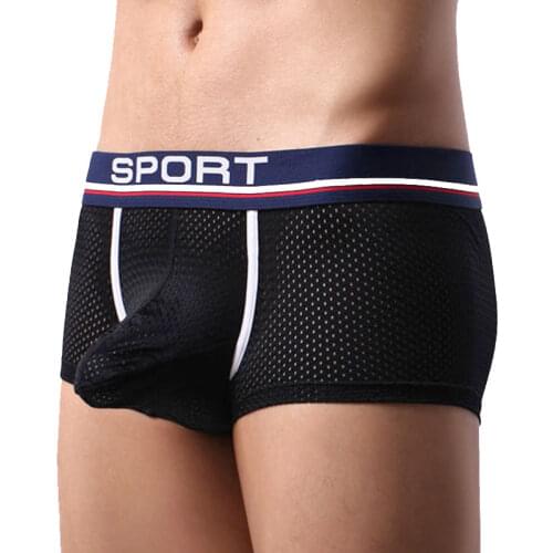Big Bulge Pouch Underwear Men Sexy Scrotum Separation Man Boxers Mesh Shorts Breathable Underpants Summer Lounge