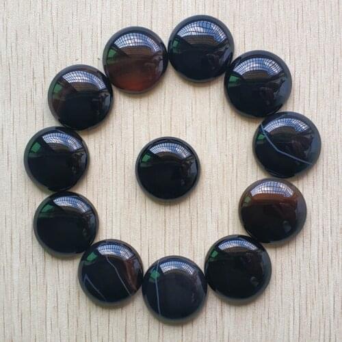 Wholesale 20pcs/lot Fashion natural black onyx round cabochon beads 25mm for jewelry Accessories making free shipping