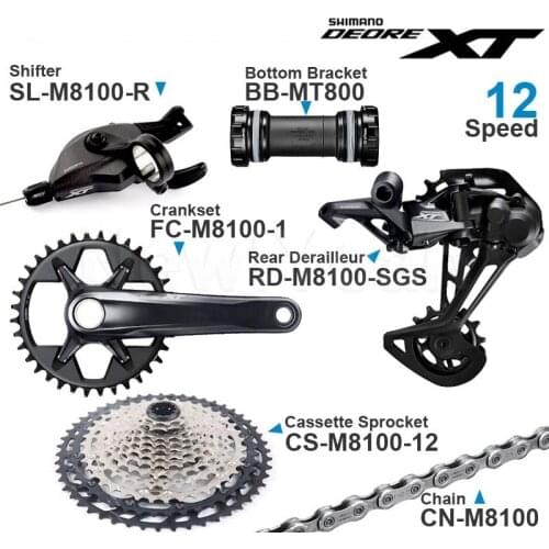 SHIMANO DEORE XT M8100 12v Groupset 1x12-Speed Shifter RD CS CN SHADOW Rear Derailleur SGS Cassette 10-51T Crankset MTB Bike