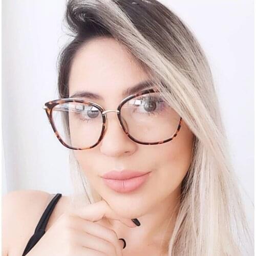 Luxury Metal Anti Blue Light Glasses Women Vintage Cat Eye Eyeglasses Blocking Computer Goggles Prescription Optical Spectacles