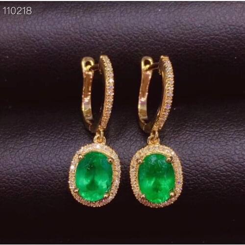 Natural emerald Earring fashionable gem quality 925 silver 5x7mm