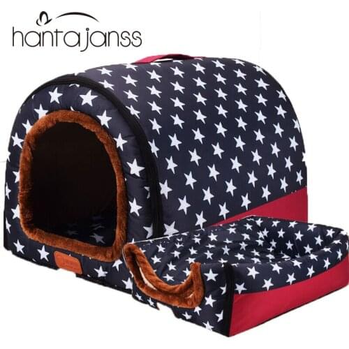 Warm Dog House Foldable Pet bed For large medium dogs beds Travelling Portable Print Stars Warm Soft Pet products