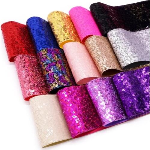 Top Ribbon 5 Yard/Roll 3 Inch 75MM Sequin Ribbons Fabric