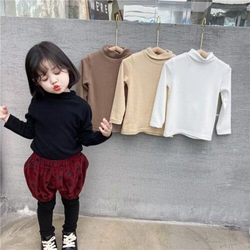 Spring boys girls baby clothes thick high-neck bottoming T-shirt tops for girls baby clothing kids all-match jackets t shirts
