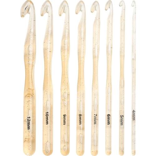 8pcs/Set Crystal Crochet Hook 4-12mm New Style Design Knitting Craft Needles Weave Tools Sewing Kit For Sweater, Blanket, etc