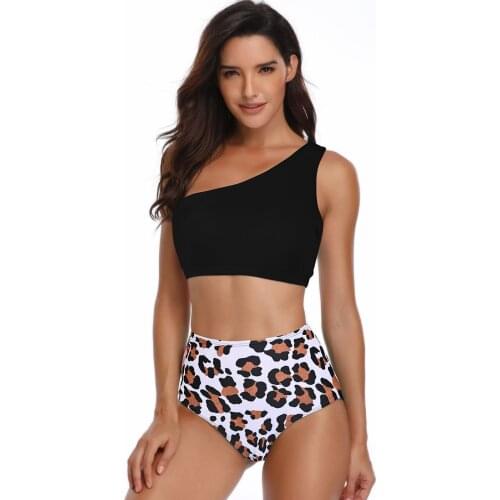 YYCZF 9Colors 2021 Bikini Womens Swimsu Sexy One Shoulder Print High Waist Split Bikini Set Swimming Bathing Suit Beachwear