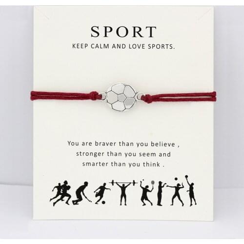 Soccer Ice Hockey Tennis Volleyball Baseball Softball Basketball Sports Charm Card Bracelets Women Men Jewelry Gift Custom Color