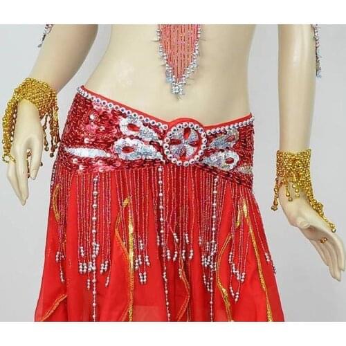 New Belly Dance Costume Handmade Sequins Waist Belts Belly Dancing Scarves For Women On Sale 11 Colors