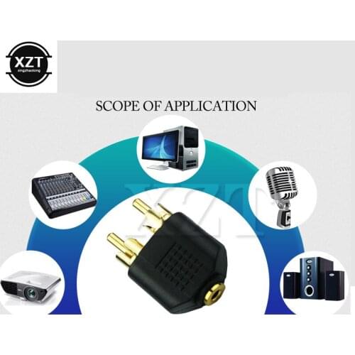 1PCS 3.5mm Audio Stereo Jack Female To 2 RCA Male Audio Jack Adapter Converter for Speaker Power Amplifier HOT SALE NEWEST