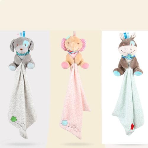 1pc Infant Baby Nursery Toddler Security Cartoon Soft Smooth Bath Animal Toy Blanket Cartoon Bibs Towel Animal Doll Comforter