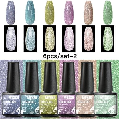 2//4/6Pcs Nail Gel Polish Set Reflective Glitter Laser Gel UV Vernish Semi Permanent Top Coat 6ml Soak Off Nail Art Gel Varnish