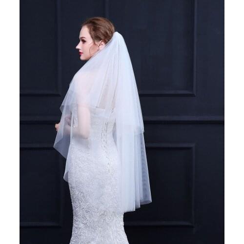 2018 New Bridal Veil White/Ivory Two Layers Short Veil Simple Soft Mesh Wedding Veil Accessories EE18022