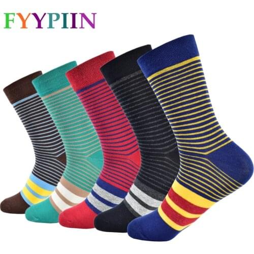 2019 Time-limited Special Spandex Offer Standard Casual Mens Socks Calcetines Hombre Mens Cotton Newly Designed Striped Man