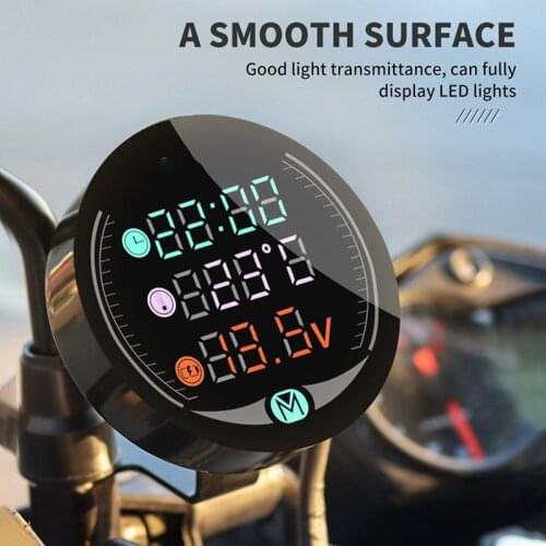 3 in1 Black Motorcycle LED Voltmeter Clock Universal Electronic Digital Thermometer Temperature Schedule Outdoor Essential