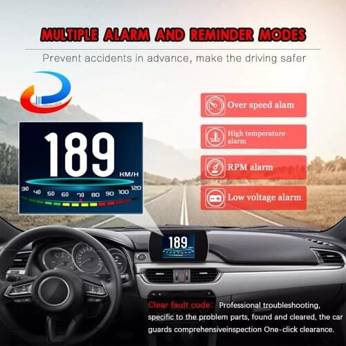 HUD P12 Head Up Display HUD Display Car GPS OBD OBD2 Diagnostic Tool Projector Digital Speedometer Car Speed Security Alarm
