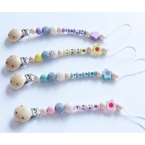 Pacifier Clip Chain Baby Infant Flower Soothie Care Accessories Beads Prevent drop down Paci Holder Clips Teether Toy 180607