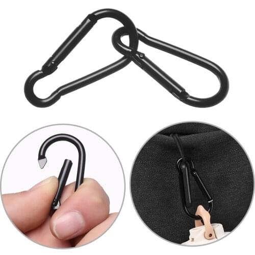 3pcs Black Aluminum Alloy D Carabiner Outdoor Spring Snap Clip Water Bottle Hooks Keychain Quickdraws For clothing bag