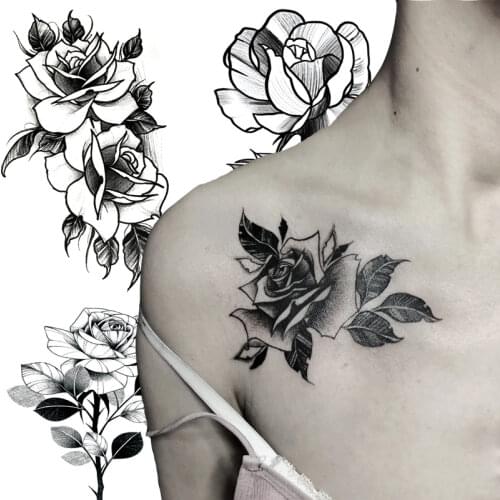 Flower Leaf Temporary Tattoo Sticker Body Legs Arm Art Realistic Fake Tattoo Waterproof Lasting Festival Party Bikini MakeUp