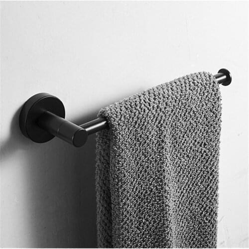 2019 Bathroom Hand Towel Rack SUS304 Stainless Steel Black Towel Ring Wall Mount Towel Bar Towel Holder Bathroom Accessories