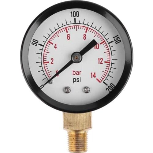 Hot Ts-Z52 Pressure Gauge 1/8Inch Npt Side Mount 0-200Psi 0-14Bar Pressure Gauge Dial Air Compressor Meter Hydraulic Pressure