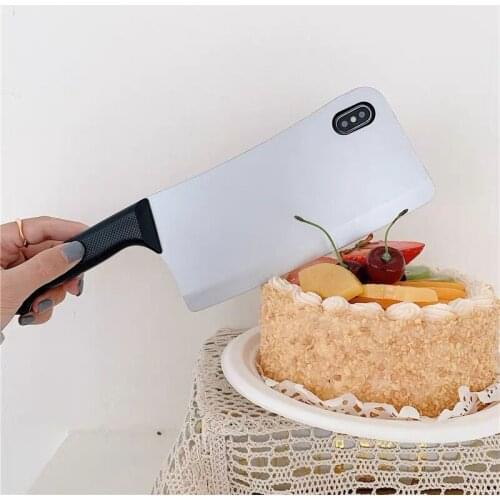 Interesting kitchen knife mobile phone case for iphone 12 11 Pro XR X XS Max 7 8 Plus luxury creative 3D silicone soft shell