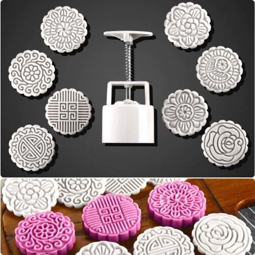 JX-LCLYL 8 Flower Stamps Round 100g Pastry Mooncake Mold Cookies Mooncake Decor