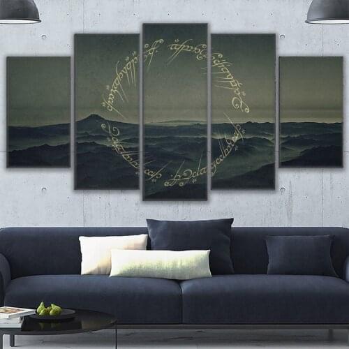 Living Room Pictures Painting Wall Art 5 PiecePcs Islamic Muslims Frame HD Printed Modern Canvas Modular Poster Home Decor