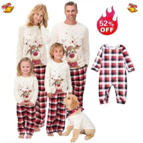 Xmas Family Christmas Matching Pajamas Set Sleepwear 2PCS Sets Top+Pants Men Women Kids Baby Family Matching Clothes Outfits