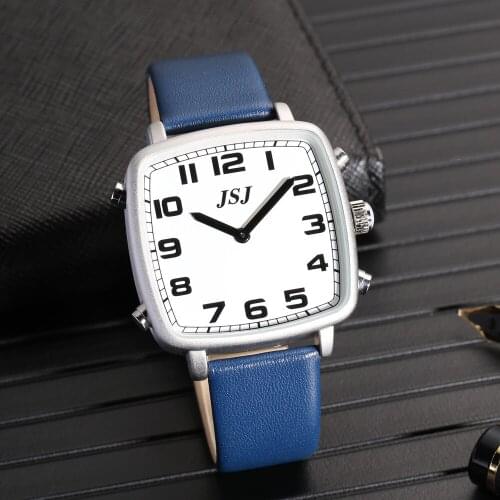 Square Italian Talking Watch with Alarm,White Dial TISW-18IT
