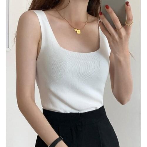 Alien Kitty 2021 New Summer French Short Vest Women Solid Tank Tops Sweet Sleeveless Garment Office Lady Fashion Fit