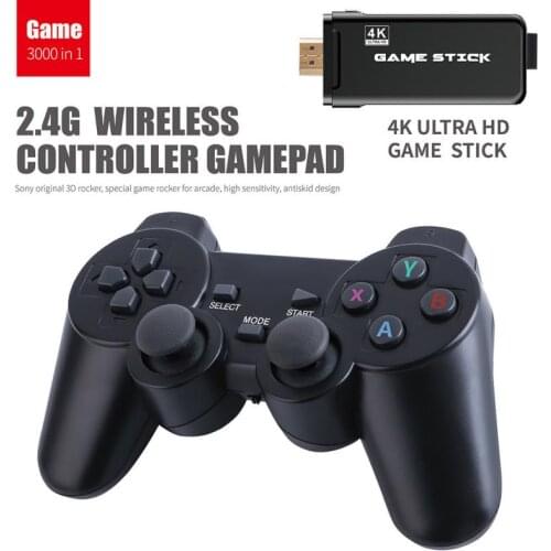 Mini 4K TV Game Stick With 2.4G Double Wireless Controller Built-in 10000+ Retro Classic TV Video Game Console 2 Controllers
