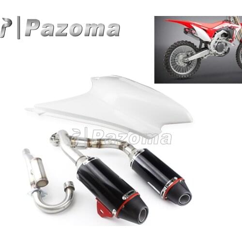 Motocross Complete Muffler Exhaust System Spark Arrestor Slip On Twin Pipe Silencer Tail Pipe Escape for Honda CRF150F CRF230F