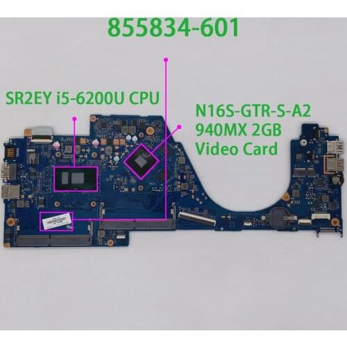 Genuine 855834-001 855834-601 DAG31AMB6D0 w 940MX/2GB w i5-6200U CPU Laptop Motherboard for HP 14-AL Series NoteBook PC